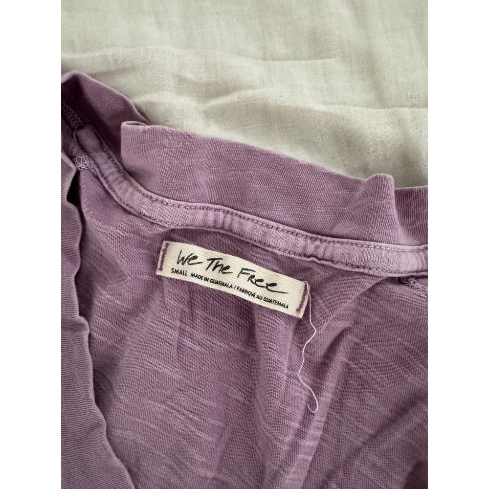 We The Free People Purple Cotton V-Neck Tshirt Small - Picture 6 of 8